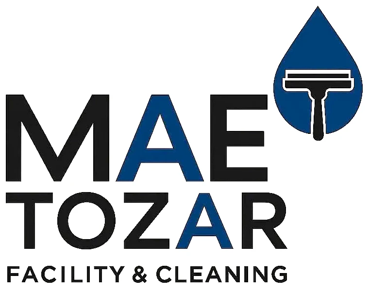 MAE Tozar Facility & Cleaning, Logo mit Tropfen und Abzieher